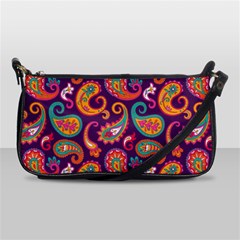 Paisley Purple Shoulder Clutch Bag by designsbymallika