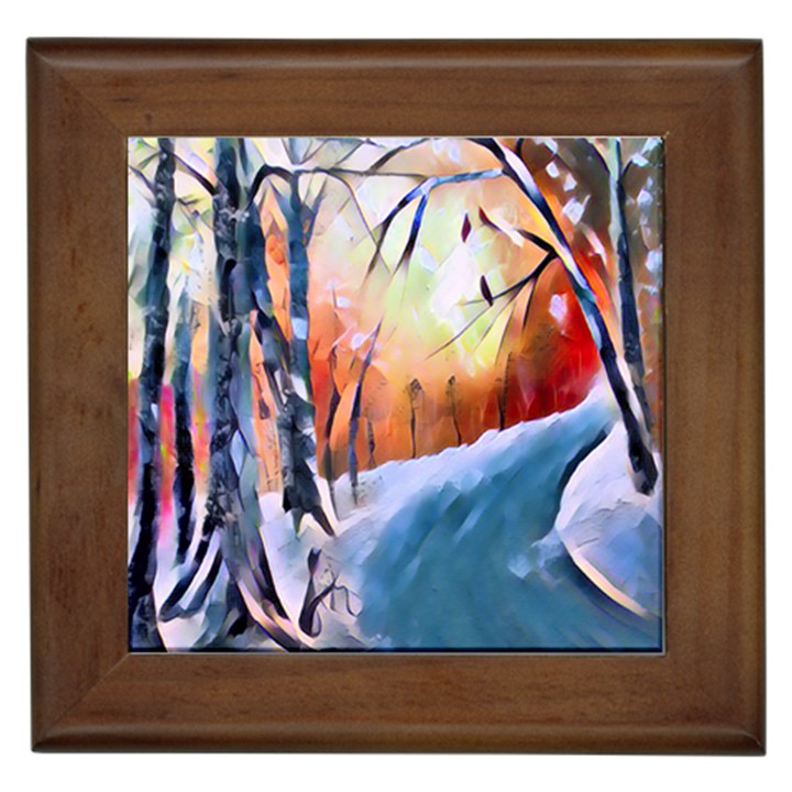 Paysage D hiver Framed Tile