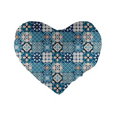 Ceramic Tile Pattern Standard 16  Premium Heart Shape Cushions by designsbymallika