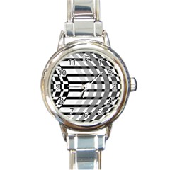 Nine Bar Monochrome Fade Squared Bend Round Italian Charm Watch by WetdryvacsLair