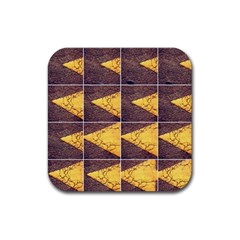 Yellow, Traffic, Cone, Arrow, Cracks, Asphalt  Rubber Coaster (square)  by ScottFreeArt