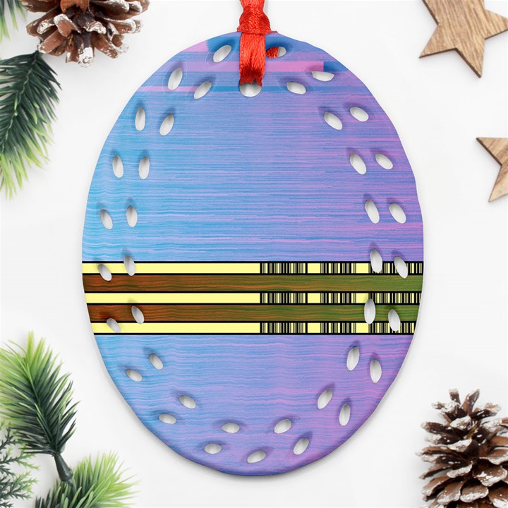 Glitched Vaporwave Hack The Planet Ornament (Oval Filigree)