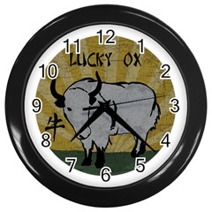 Chinese New Year ¨c Year Of The Ox Wall Clock (black) by Valentinaart