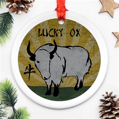 Chinese New Year ¨c Year Of The Ox Round Ornament (two Sides) by Valentinaart