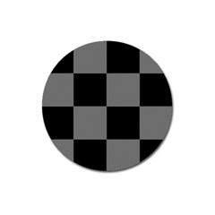 Black Gingham Check Pattern Magnet 3  (round) by yoursparklingshop