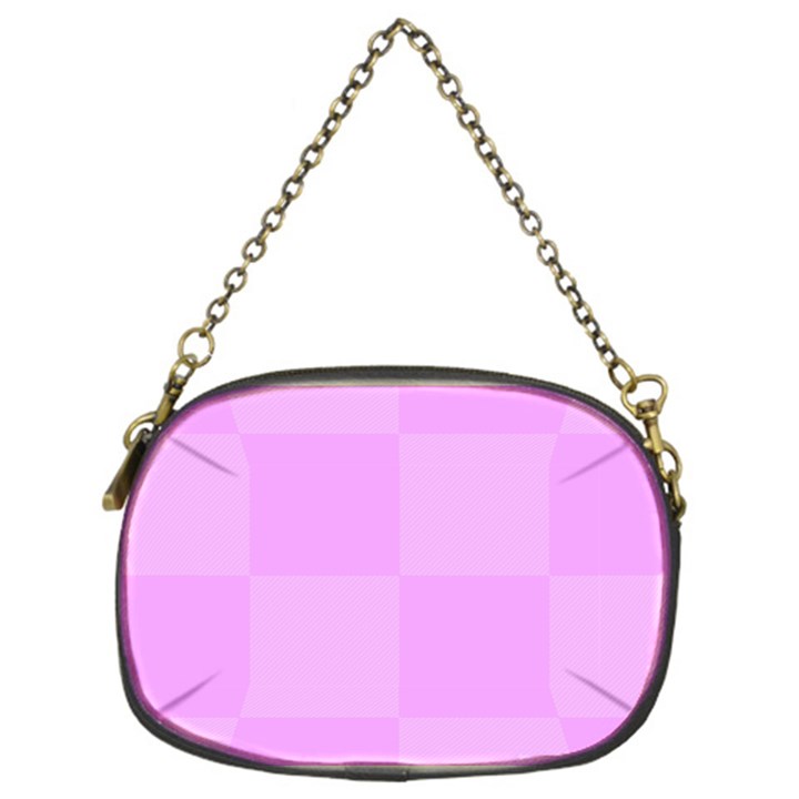 Pink Gingham Check Squares Chain Purse (One Side)