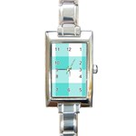 Turquoise And White Buffalo Check Rectangle Italian Charm Watch Front