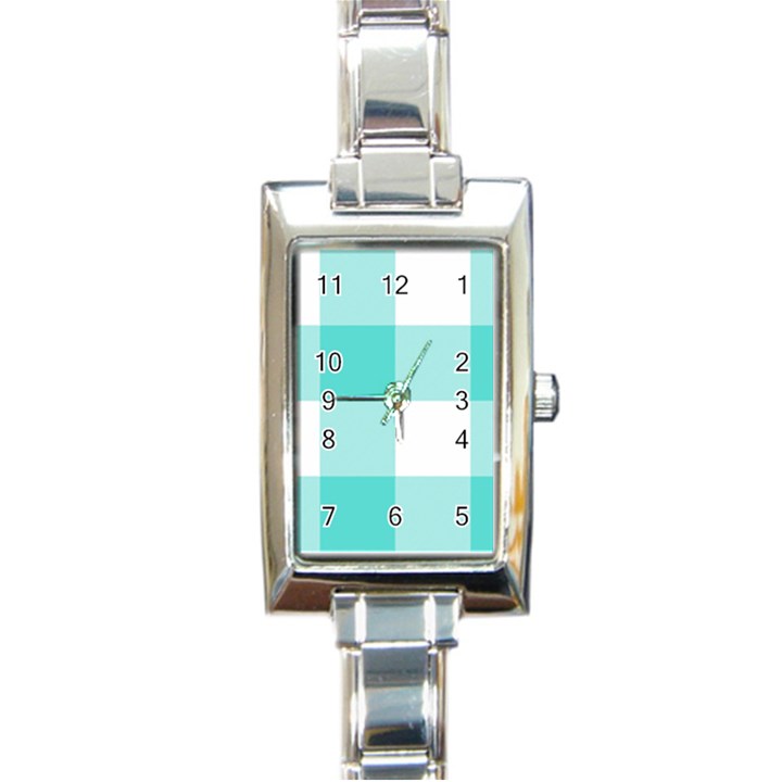 Turquoise And White Buffalo Check Rectangle Italian Charm Watch