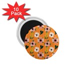 Flower Orange Pattern Floral 1.75  Magnets (10 pack)  Front