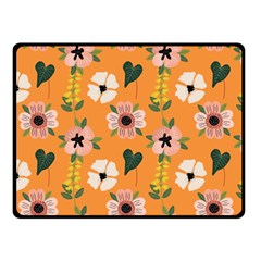 Flower Orange Pattern Floral Fleece Blanket (small) by Dutashop