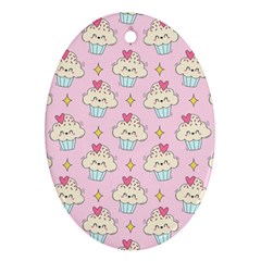 Kawaii Cupcake  Oval Ornament (two Sides) by lisamaisak