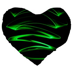 Green Light Painting Zig-zag Large 19  Premium Heart Shape Cushions by Dutashop