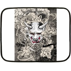 Samurai Oni Mask Double Sided Fleece Blanket (mini)  by Saga96