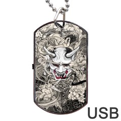 Samurai Oni Mask Dog Tag Usb Flash (two Sides) by Saga96