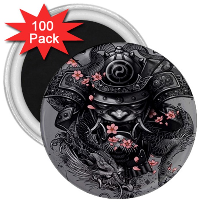 Samurai Oni Mask 3  Magnets (100 pack)