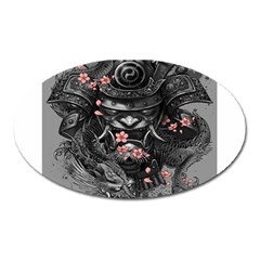 Samurai Oni Mask Oval Magnet by Saga96