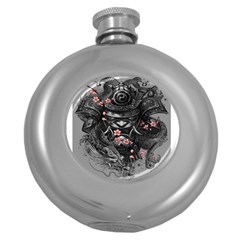 Samurai Oni Mask Round Hip Flask (5 Oz) by Saga96