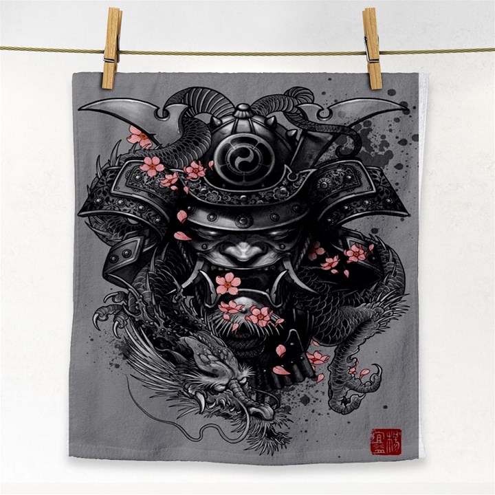 Samurai Oni Mask Face Towel