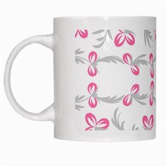 Pink Folk Flowers White Mugs by Eskimos