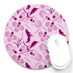 Dark pink flowers Round Mousepads Front