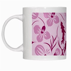 Dark Pink Flowers White Mugs by Eskimos