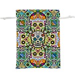 Sugar Skulls Pattern  Lightweight Drawstring Pouch (XL) Front