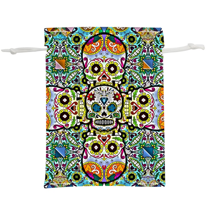 Sugar Skulls Pattern  Lightweight Drawstring Pouch (XL)