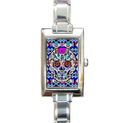 Sugar Skull Pattern 2 Rectangle Italian Charm Watch by ExtraAwesomeSauce