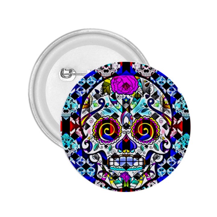 Sugar Skull Pattern 2 2.25  Buttons