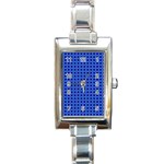 Basket Weave Basket Pattern Blue Rectangle Italian Charm Watch Front