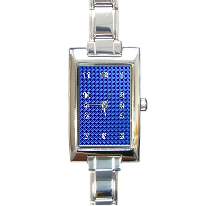 Basket Weave Basket Pattern Blue Rectangle Italian Charm Watch