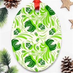 Green Leaves Oval Ornament (two Sides) by Eskimos