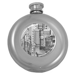 Aerial View Montevideo Uruguay Round Hip Flask (5 Oz) by dflcprintsclothing