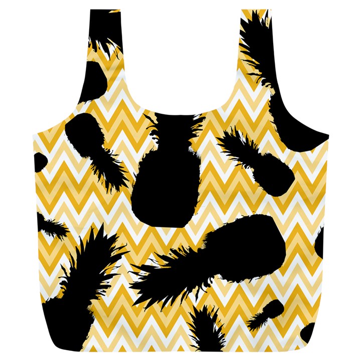 Ananas Chevrons Noir/Jaune Full Print Recycle Bag (XL)