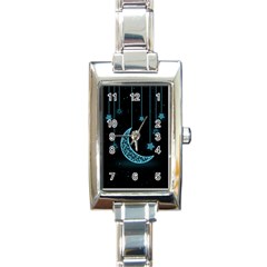 Moon Star Neon Wallpaper Rectangle Italian Charm Watch by Dutashop