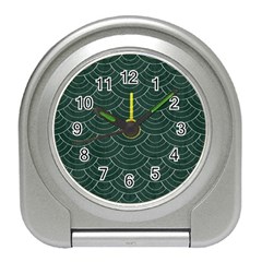 Green Sashiko Pattern Travel Alarm Clock by goljakoff