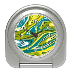 Green Vivid Marble Pattern Travel Alarm Clock by goljakoff