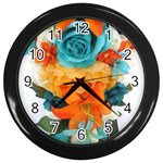 Spring Flowers Wall Clock (Black) Front