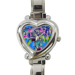 Exotic Flowers In Vase Heart Italian Charm Watch by LW323