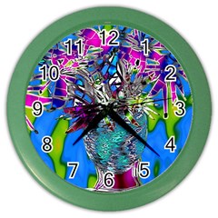 Exotic Flowers In Vase Color Wall Clock by LW323