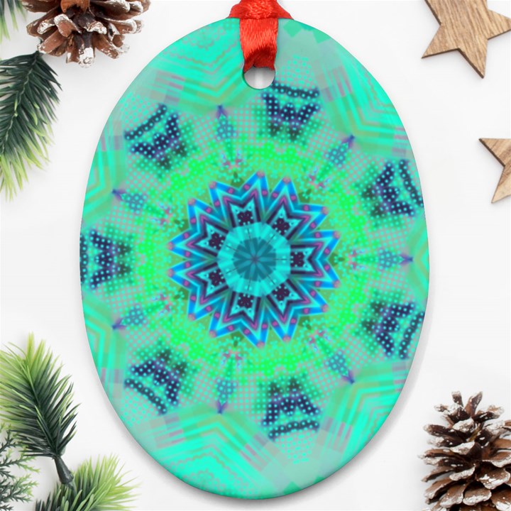 Blue green  Twist Ornament (Oval)