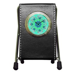 Blue Green  Twist Pen Holder Desk Clock by LW323