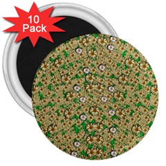 Florals In The Green Season In Perfect  Ornate Calm Harmony 3  Magnets (10 Pack)  by pepitasart