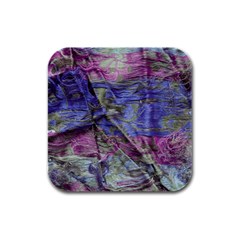 Warp And Weft Rubber Square Coaster (4 Pack)  by kaleidomarblingart