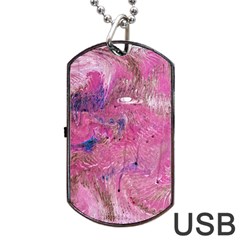 Pink Feathers Dog Tag Usb Flash (two Sides) by kaleidomarblingart