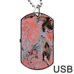 Pink Arabesque Dog Tag Usb Flash (two Sides) by kaleidomarblingart