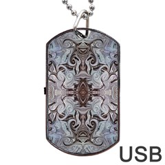 Turquoise Black Arabesque Repeats Dog Tag Usb Flash (two Sides) by kaleidomarblingart