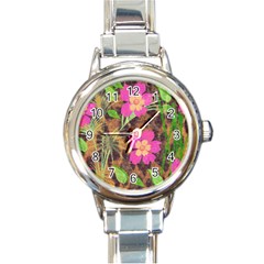 Jungle Floral Round Italian Charm Watch by PollyParadise