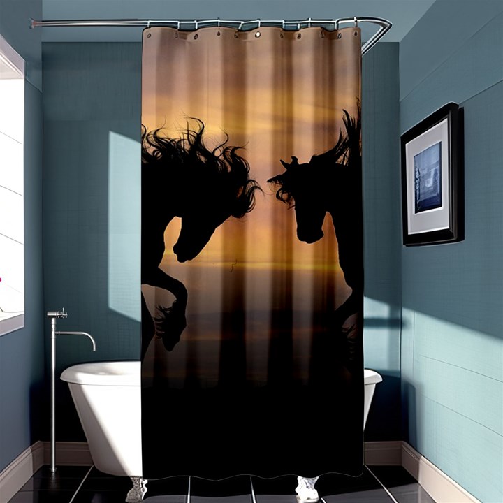 Evening Horses Shower Curtain 36  x 72  (Stall) 