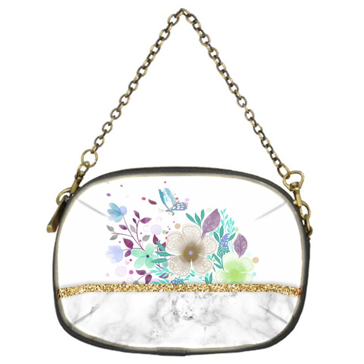 Minimal Gold Floral Marble Chain Purse (One Side)